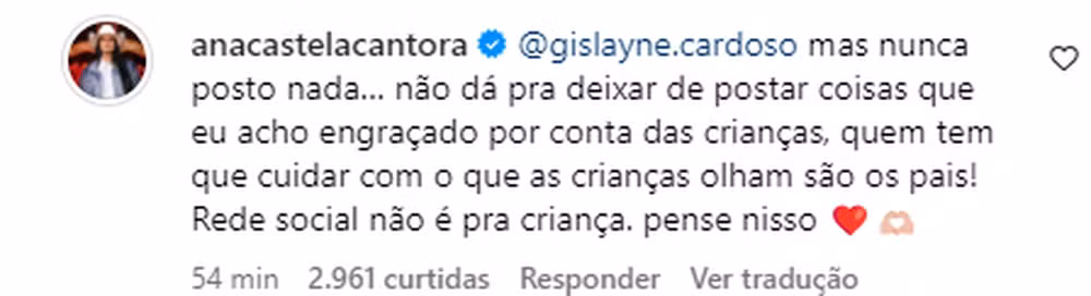 Ana Castela desabafa nas redes sociais